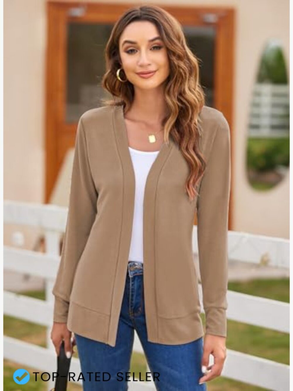 Casual Long Sleeve Cardigan Soft Knit Open Front Lightweight Chic Oversized - Picture 2 of 7
